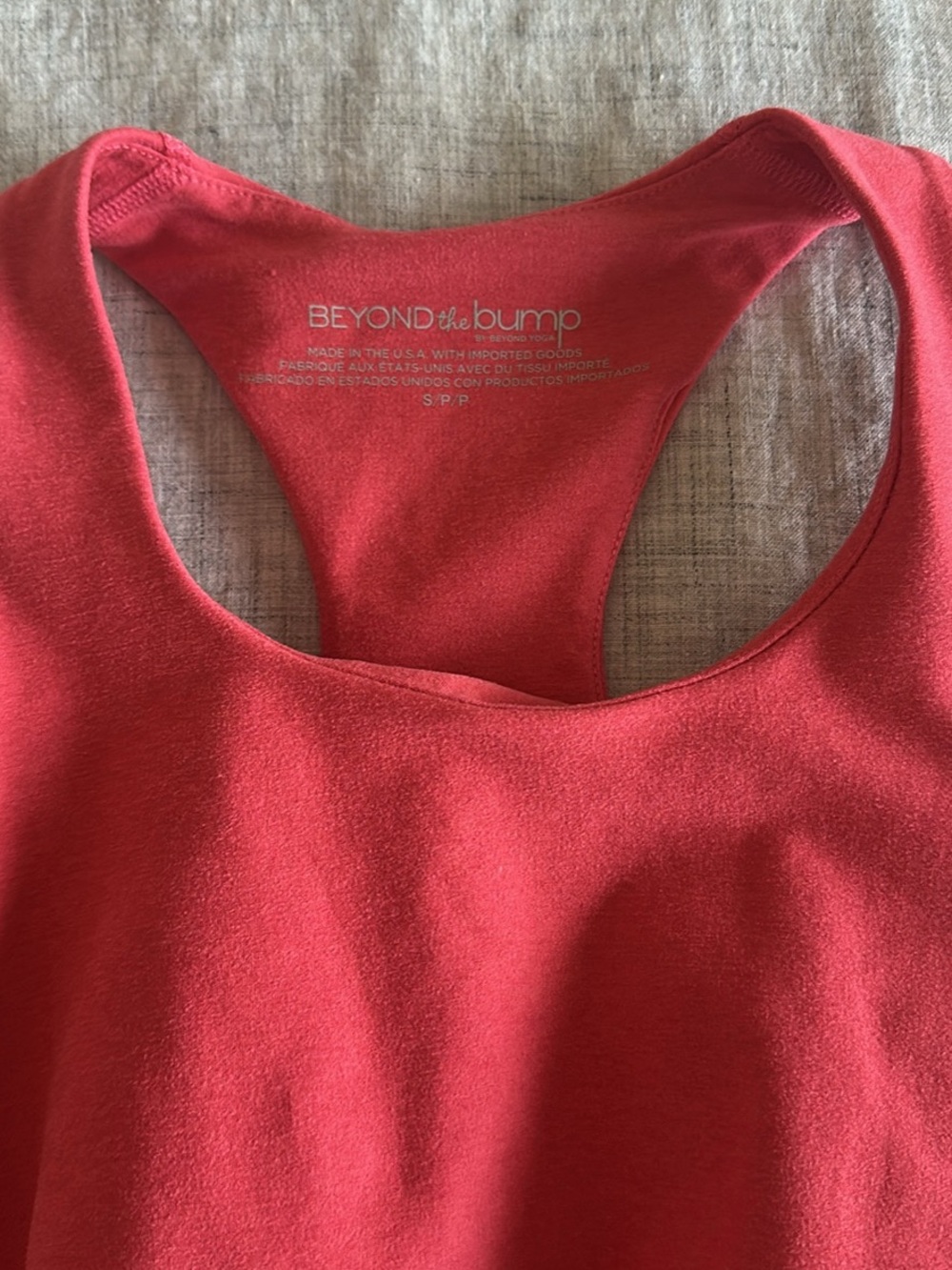 Beyond Yoga Coral-Red Maternity Tank and Leggings Set - Picture 2 of 4